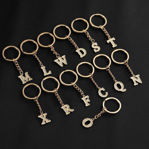 Zinc Alloy Key Chain Jewelry, Alphabet Letter, Unisex golden 