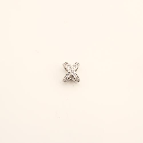 Cubique Pendentif en laiton zircon pavent, Lettre X, DIY & pavé de micro zircon, argent Vendu par PC