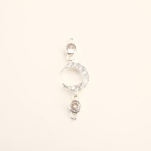 Цирконий Микро вымощает Латунный разъем, Латунь, DIY & инкрустированное микро кубического циркония, серебряный продается PC