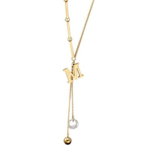 Titanium Steel Jewelry Necklace, with Crystal, plated, fashion jewelry & for woman, golden Approx 41-50 cm 