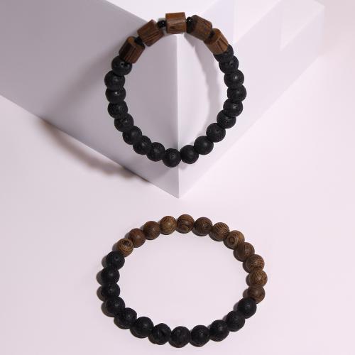 Lava Bead Bracelet, with Wood, handmade, fashion jewelry & Unisex 