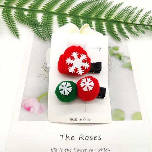 tissu Clip cheveux de Noël, avec fer, fait à la main, Fille & styles différents pour le choix Vendu par fixé[