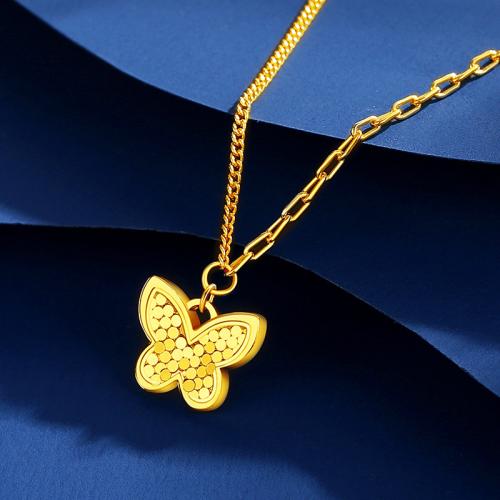 Collier en laiton fait à la main, papillon, Placage, bijoux de mode, doré Environ 45 cm, Vendu par PC