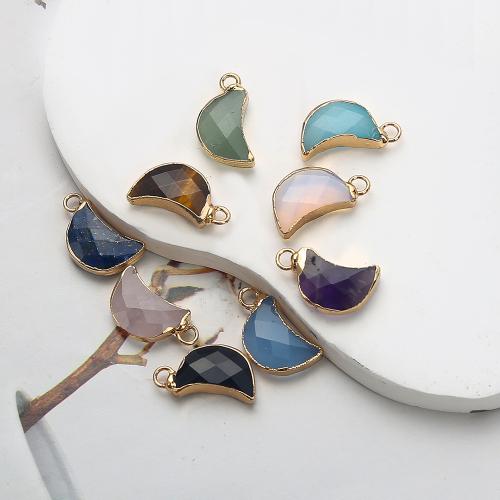 Gemstone Pendantifs en laiton, avec pierre gemme, lune, Placage, DIY, plus de couleurs à choisir Vendu par PC