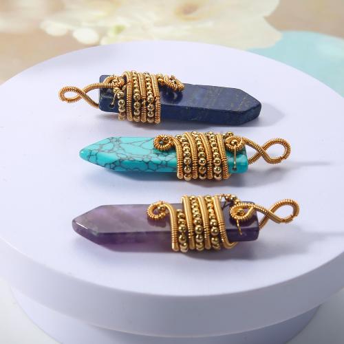 Gemstone Pendantifs en laiton, avec pierre gemme, Placage, DIY, plus de couleurs à choisir Vendu par PC