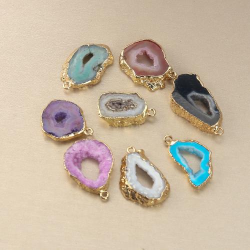 Natural Agate Druzy Finger Ring, Zinc Alloy, with Agate, gold color plated, DIY 