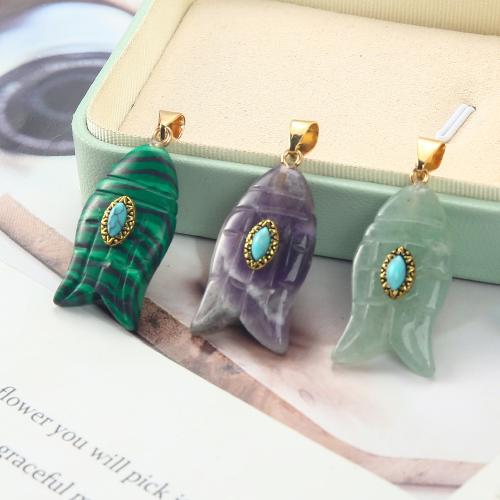 Gemstone Jewelry Pendant, Iron, with Gemstone, gold color plated, DIY 