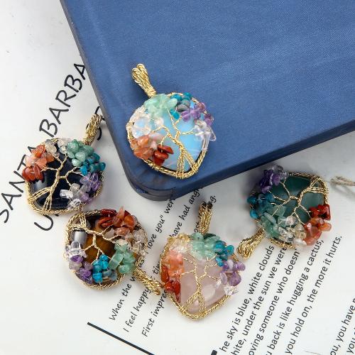 Gemstone Pendantifs en laiton, avec pierre gemme, Placage, DIY, plus de couleurs à choisir Vendu par PC