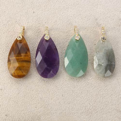 Gemstone Pendantifs en laiton, avec pierre gemme, Placage, DIY & avec strass, plus de couleurs à choisir Vendu par PC