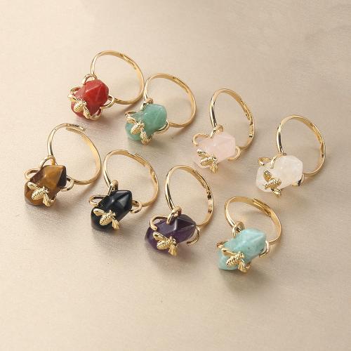 Edelstein Messing Finger Ring, mit Edelstein, plattiert, Modeschmuck, keine, 18.81x19.58x11.11mm, verkauft von PC