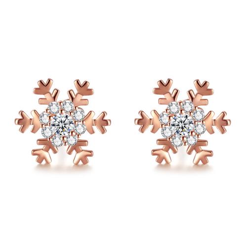 Strass boucle en laiton, flocon de neige, Placage, bijoux de mode & avec strass, plus de couleurs à choisir Vendu par paire