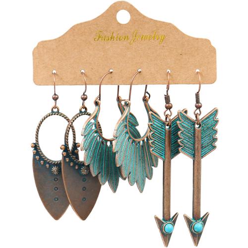 alliage de zinc Boucles d'oreilles, avec turquoise synthétique, Placage, Style bohème & styles différents pour le choix & pour femme & émail, earring length 40-100mm, Vendu par fixé