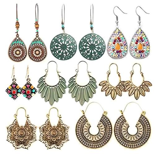alliage de zinc Boucles d'oreilles, avec Seedbead, Placage, style folk & styles différents pour le choix & pour femme & émail & avec strass, earring length 40-90mm, Vendu par fixé