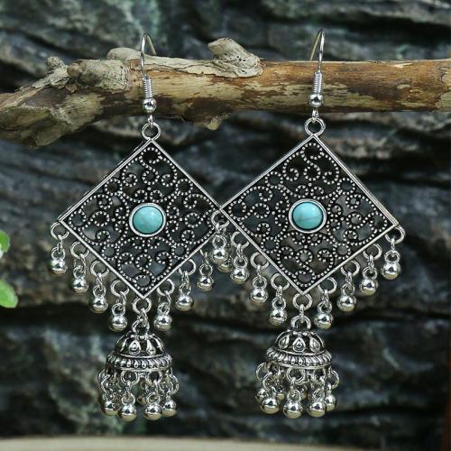 alliage de zinc Boucle d'oreille goutte, avec turquoise synthétique, Placage, style folk & styles différents pour le choix & pour femme & creux, Vendu par paire