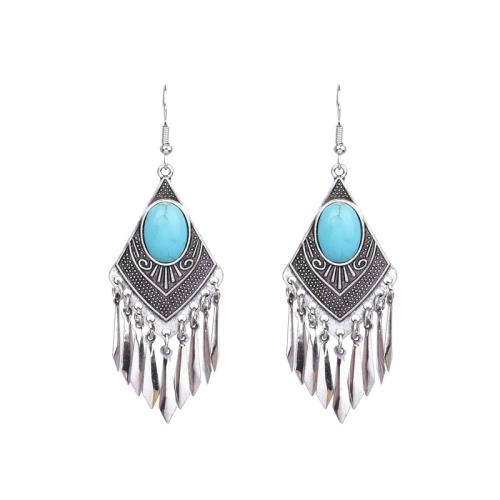 alliage de zinc Boucle d'oreille goutte, avec turquoise synthétique, Placage, style folk & styles différents pour le choix & pour femme, Vendu par paire