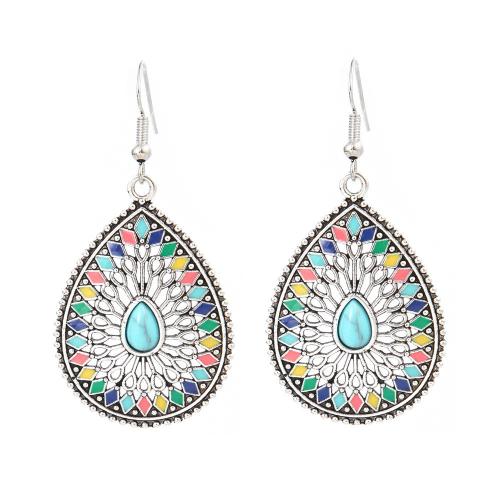 alliage de zinc Boucle d'oreille goutte, avec verre, Placage, style folk & styles différents pour le choix & pour femme & émail, Vendu par paire