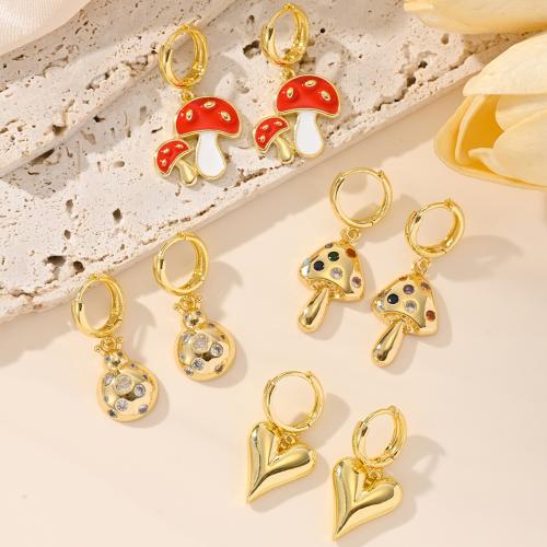 Cubic Zirconia Micro Pave Brass Earring, plated, fashion jewelry & micro pave cubic zirconia & enamel nickel, lead & cadmium free 