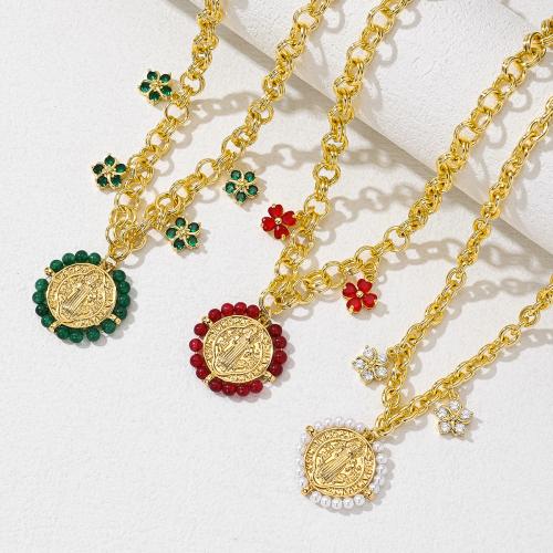 Collier en laiton cubique Zircon Micro Pave, avec Seedbead, Placage, bijoux de mode & pavé de micro zircon, plus de couleurs à choisir, protéger l'environnement, sans nickel, plomb et cadmium, Vendu par PC