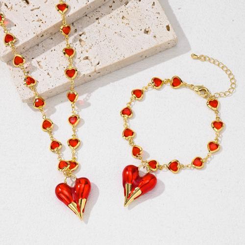 Ensemble de bijoux en cuivre, laiton, Placage, bijoux de mode & émail, plus de couleurs à choisir, protéger l'environnement, sans nickel, plomb et cadmium, Vendu par PC