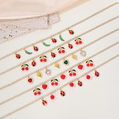 Collier en laiton cubique Zircon Micro Pave, Placage, bijoux de mode & pavé de micro zircon & émail, plus de couleurs à choisir, protéger l'environnement, sans nickel, plomb et cadmium, Vendu par PC