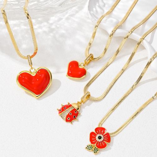 Collier en laiton cubique Zircon Micro Pave, Placage, bijoux de mode & pavé de micro zircon & émail, plus de couleurs à choisir, protéger l'environnement, sans nickel, plomb et cadmium, Vendu par PC