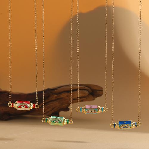 Collier Evil Eye bijoux, laiton, Placage, bijoux de mode & pavé de micro zircon & émail, plus de couleurs à choisir, protéger l'environnement, sans nickel, plomb et cadmium, Vendu par PC