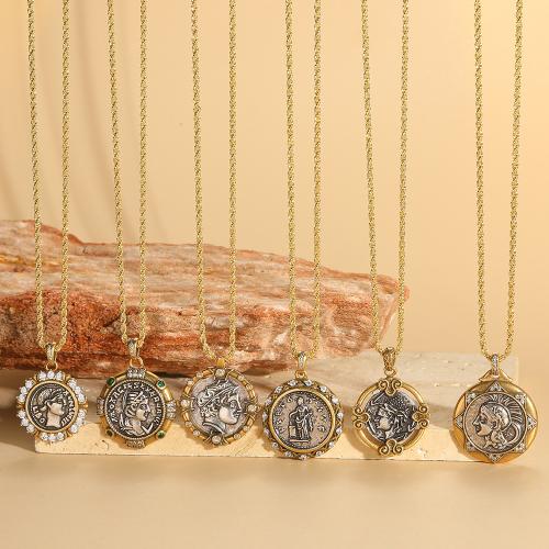 Collier en laiton cubique Zircon Micro Pave, Placage, bijoux de mode & pavé de micro zircon, plus de couleurs à choisir, protéger l'environnement, sans nickel, plomb et cadmium, Vendu par PC