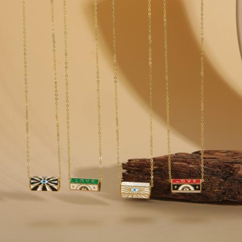 Collier Evil Eye bijoux, laiton, Placage, bijoux de mode & émail, plus de couleurs à choisir, protéger l'environnement, sans nickel, plomb et cadmium, Vendu par PC