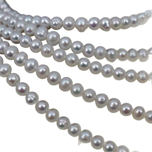 Naturel d'eau douce perles, perle d'eau douce cultivée, Légèrement rond, DIY, blanc Vendu par PC