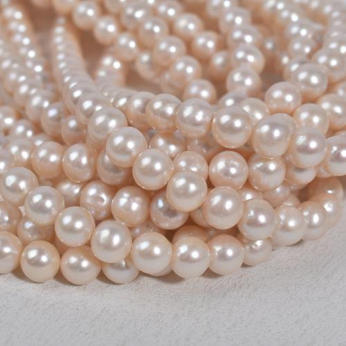 Naturel d'eau douce perles, perle d'eau douce cultivée, Légèrement rond, Placage de couleur d'or, DIY, rose Vendu par brin