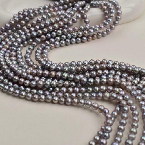 Naturel d'eau douce perles, perle d'eau douce cultivée, Légèrement rond, DIY, gris Vendu par brin