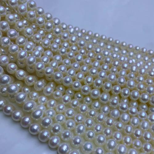 Naturel d'eau douce perles, perle d'eau douce cultivée, ovale, DIY, blanc, Vendu par brin