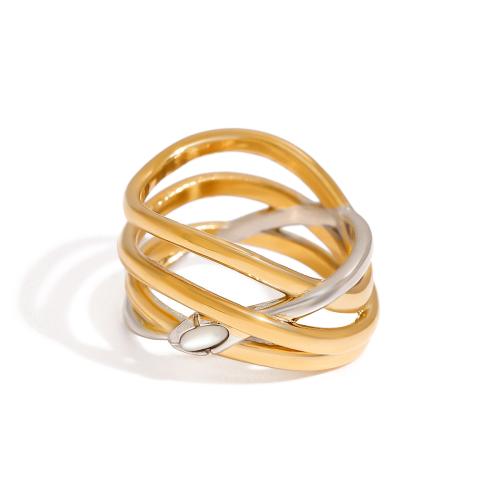 Bague en acier inoxydable, Acier inoxydable 304, avec coquille blanche, Placage, normes différentes pour le choix & pour femme & deux tons & creux, Vendu par PC