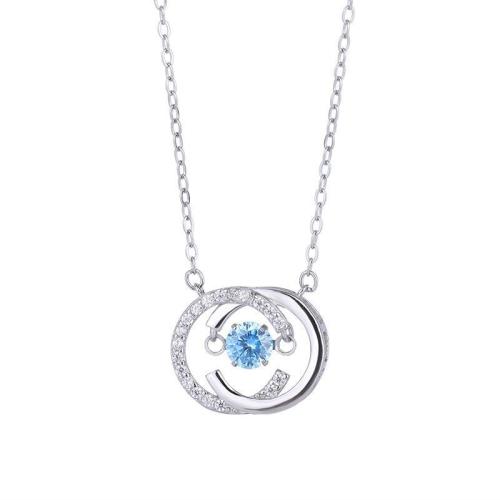 Collier en laiton cubique Zircon Micro Pave, Placage, bijoux de mode & pavé de micro zircon, argent Environ 40 cm, Vendu par PC