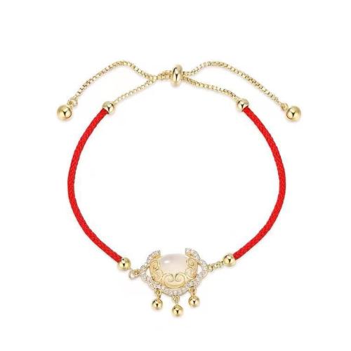 キュービックジルコニアマイクロパヴェブラスブレスレット, 銅, とともに 結び目コード & 猫の目の石, メッキ, ファッションジュエリー & マイクロパヴェジルコニア, 2色の異なる 長さ:19 センチ, 売り手 パソコン