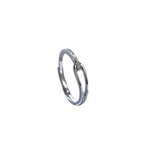 Messing Fingerring, plattiert, Modeschmuck, Silberfarbe, 17x3mm, verkauft von PC