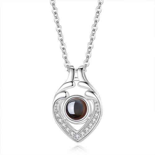 laiton Collier de projection miniature, avec verre, Placage, bijoux de mode & avec strass, plus de couleurs à choisir cm, Vendu par PC