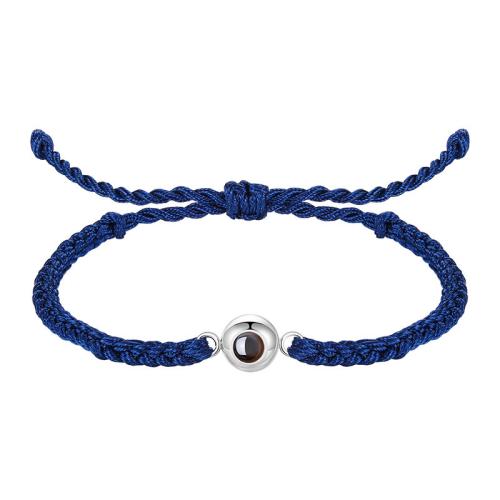 Knot Cord Miniature Projection Bracelet, with Glass & Brass, fashion jewelry Approx 20 cm 