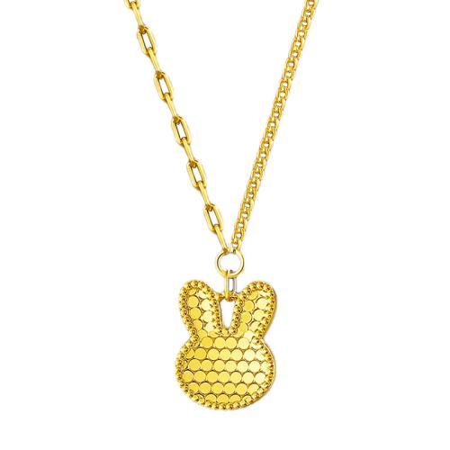 Collier en laiton fait à la main, lapin, Placage, bijoux de mode, Or Environ 45 cm, Vendu par PC