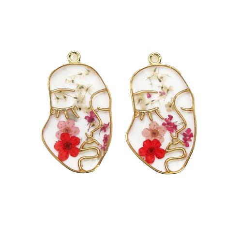 Brass Pendant, with Dried Flower & Resin, DIY, mixed colors 