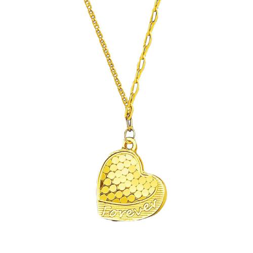 Collier en laiton fait à la main, coeur, Placage, bijoux de mode, doré Environ 45 cm, Vendu par PC