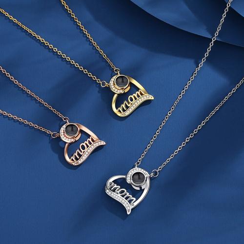 laiton Collier de projection miniature, avec verre, coeur, Placage, bijoux de mode & avec strass, plus de couleurs à choisir cm, Vendu par PC