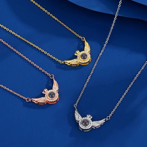 laiton Collier de projection miniature, avec verre, aile d'ange, Placage, bijoux de mode & avec strass, plus de couleurs à choisir cm, Vendu par PC