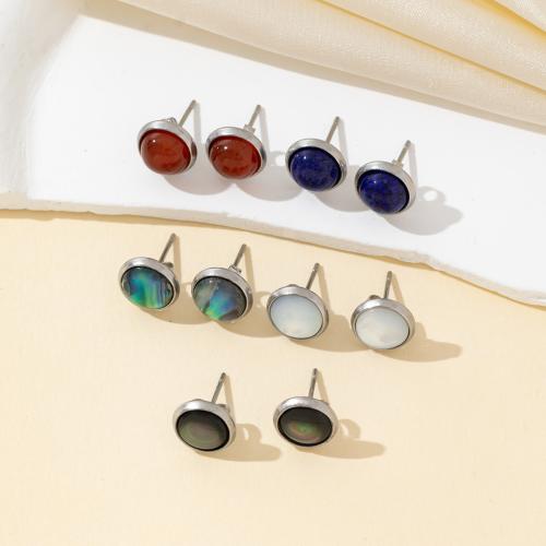 Boucle en acier inoxydable, Acier inoxydable 304, avec coquille, Placage de couleur argentée, bijoux de mode, plus de couleurs à choisir Vendu par paire