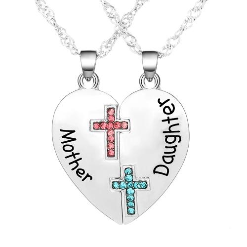 alliage de zinc collier, Placage, 2 pièces & pour femme & avec strass, couleur originale, Vendu par fixé