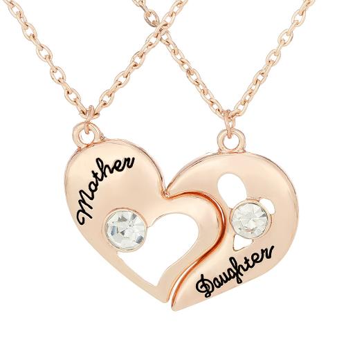 alliage de zinc collier, Placage, 2 pièces & avec strass, doré, Vendu par fixé