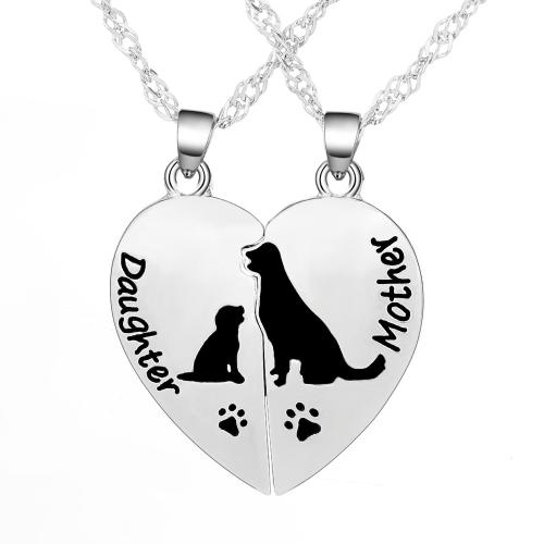 alliage de zinc collier, Placage, 2 pièces & unisexe & modèles différents pour le choix, couleur originale, Vendu par fixé