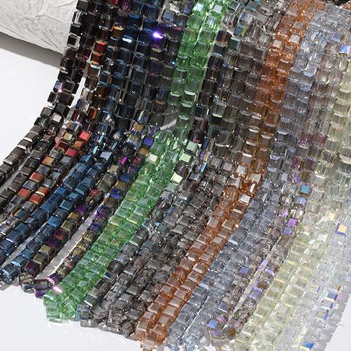 Square Crystal Beads, plated, DIY Approx 