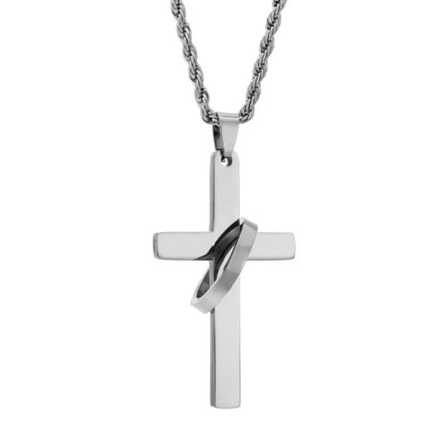 Titanium Steel Pendants, Cross, DIY original color 