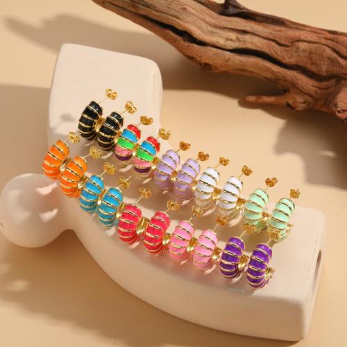 Латуни Стад Серьги, Латунь, Другое покрытие, ювелирные изделия моды & эмаль, Много цветов для выбора, не содержит никель, свинец, продается Пара